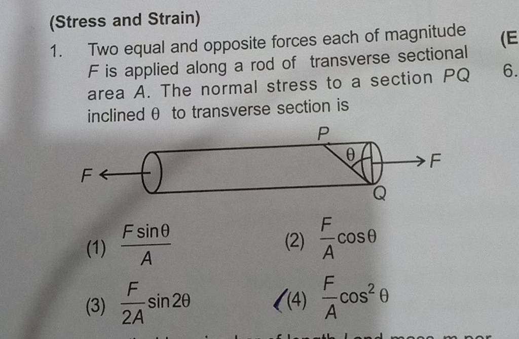 Stress And Strain 1 Two Equal And Opposite Forces Each Of Magnitude F