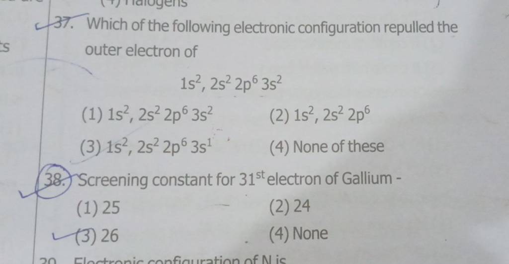 Screening constant for 31st electron of Gallium Filo