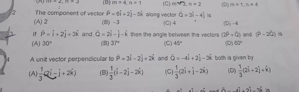 4 A Unit Vector Perpendicular To P3i−2j 2k And Q −4i2j −3k Both 3345