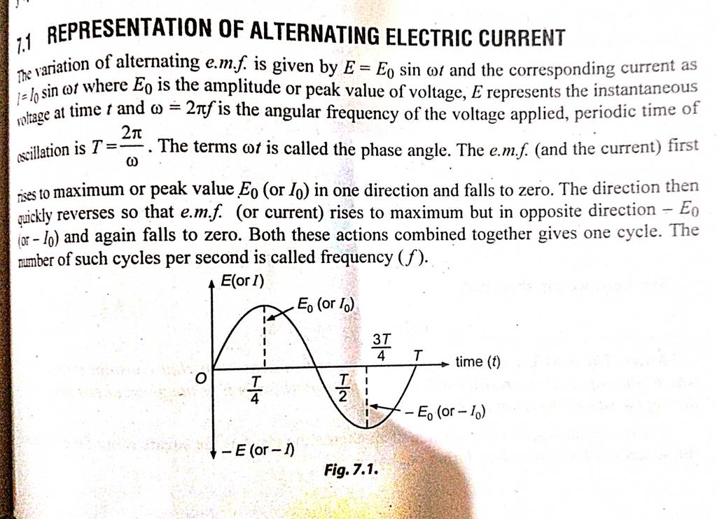 ¡.1 REPRESENTATION OF ALTERNATING ELECTRIC CURRENT The Variation Of Alter..