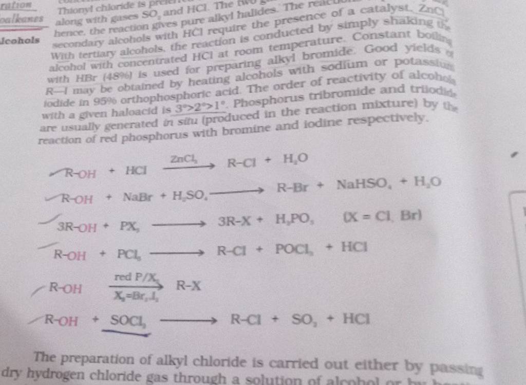 secondary alcohols with HCl require the presend by simpty stant bols whth..