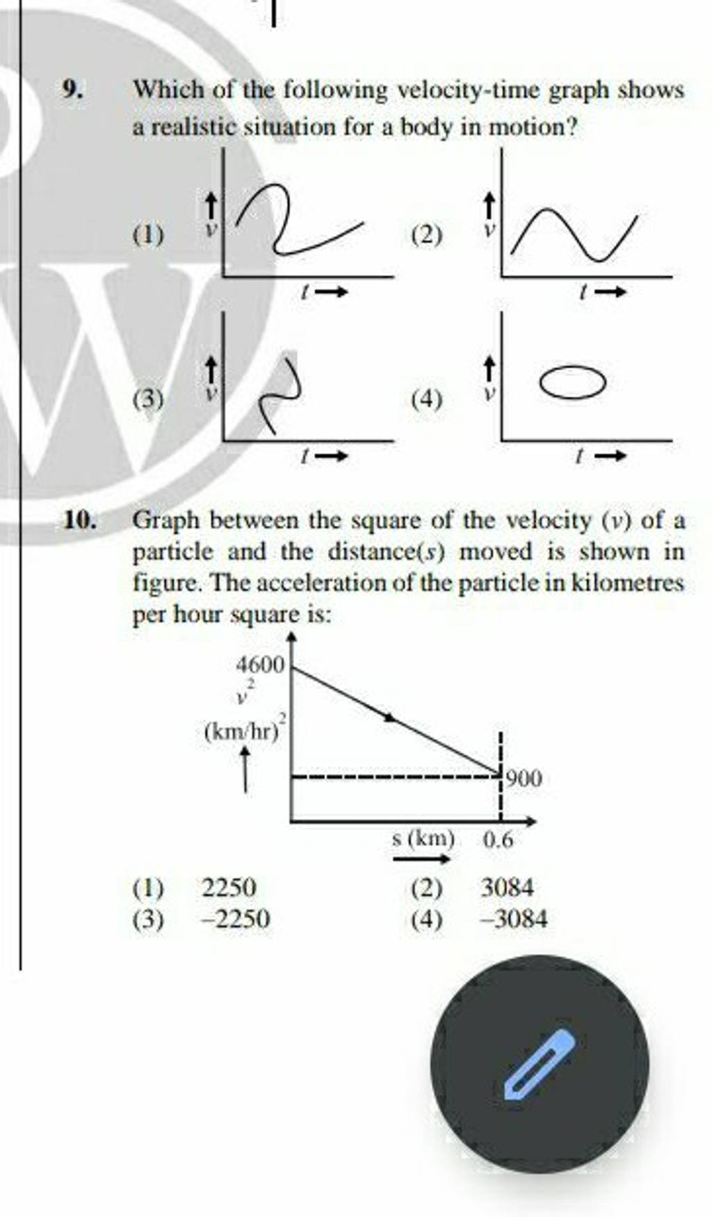 9-which-of-the-following-velocity-time-graph-shows-a-realistic-situation