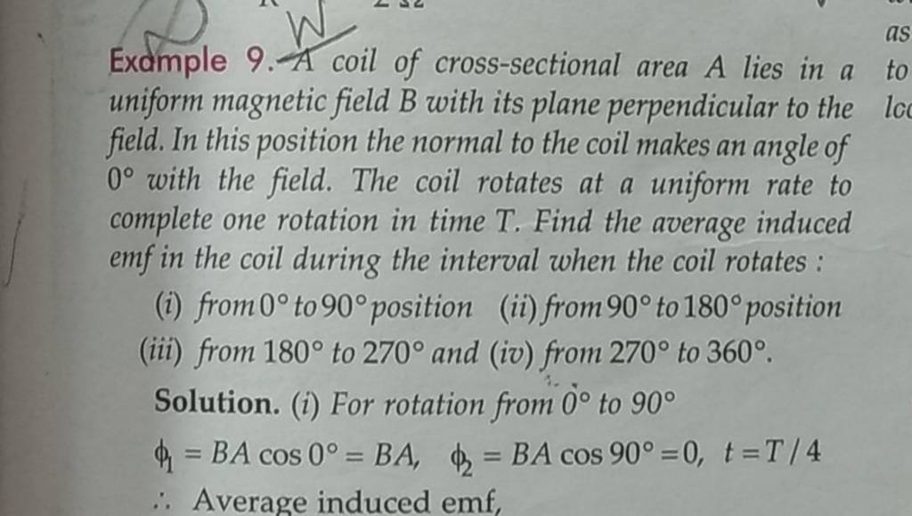 Example A Coil Of Cross Sectional Area A Lies In A To Uniform Magnetic