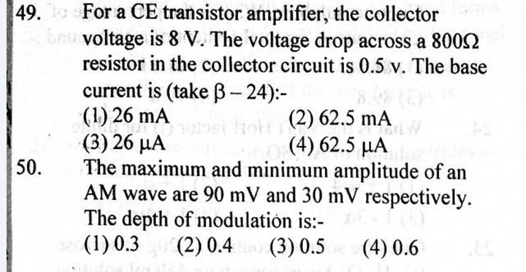 The maximum and minimum amplitude of an AM wave are 90mV and 30mV respect..