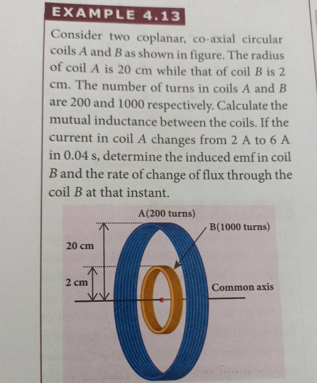 EXAMPLE 4.13 Consider Two Coplanar, Co-axial Circular Coils A And B As Sh..