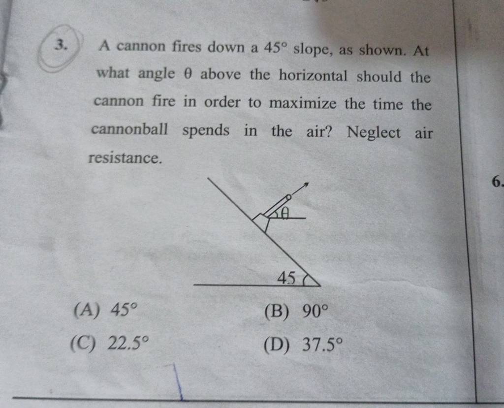 A Cannon Fires Down A 45∘ Slope As Shown At What Angle θ Above The Hori