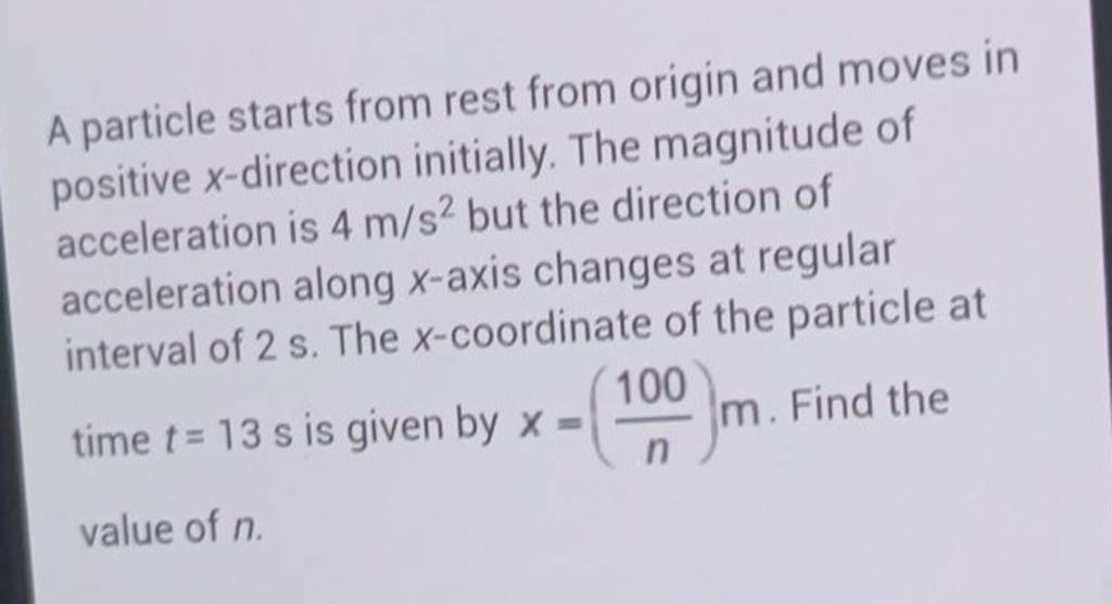 A Particle Starts From Rest From Origin And Moves In Positive X-direction..