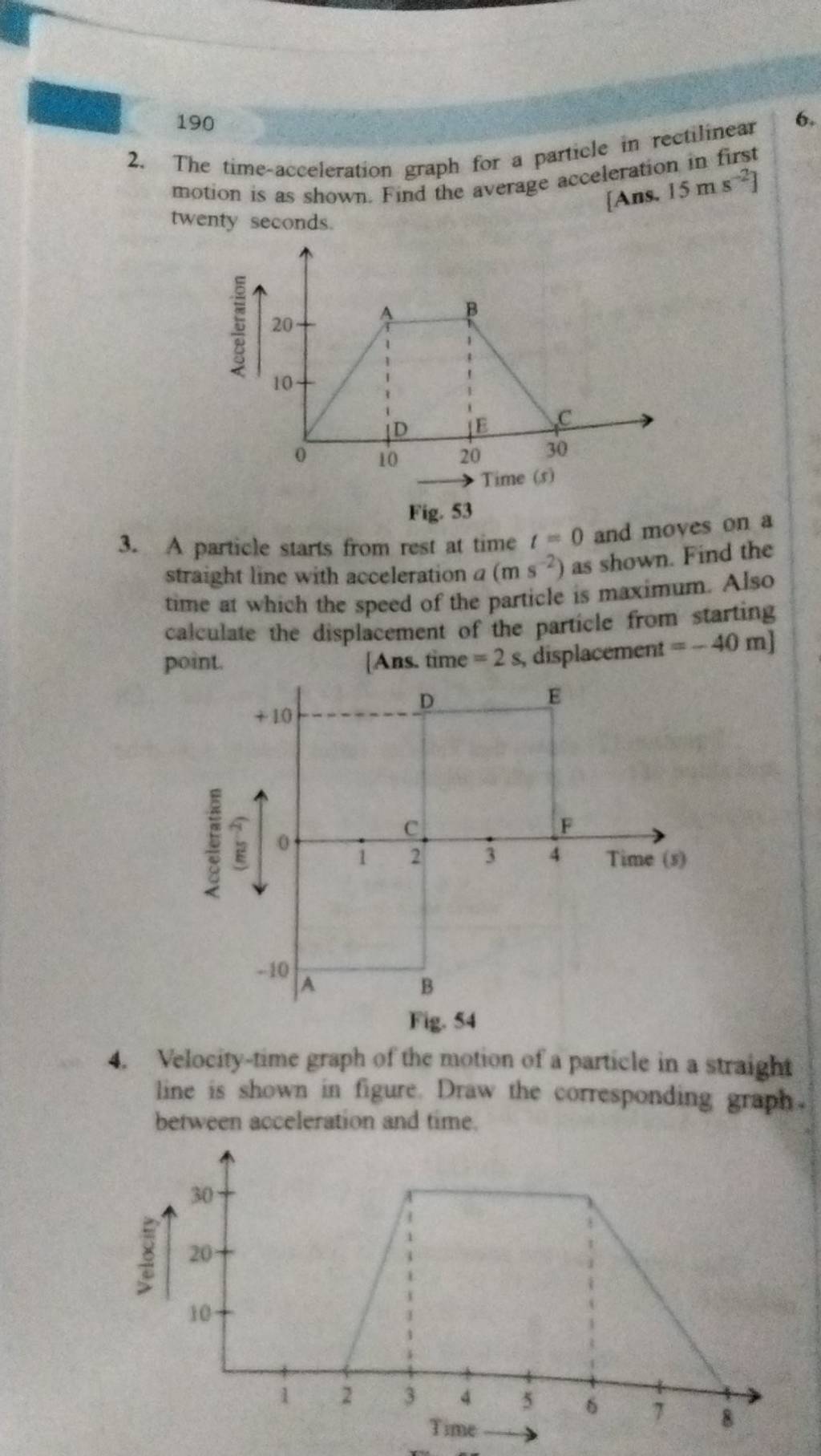 2. The timeacceleration graph for a particle in rectilinear motion is as..