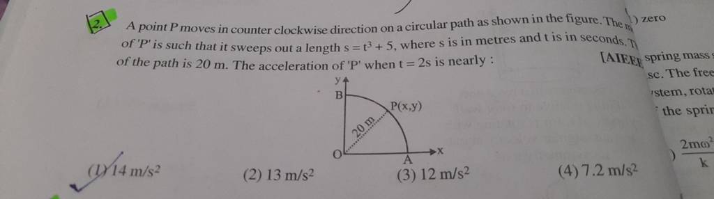 2. A Point P Moves In Counter Clockwise Direction On A Circular Path As S..