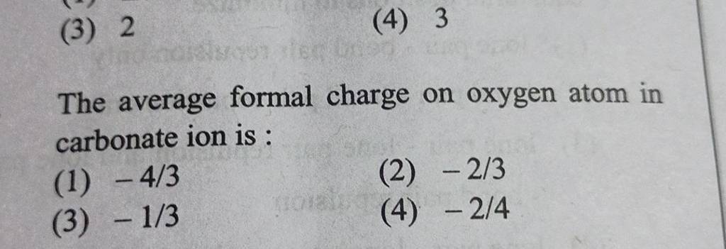 average formal charge of carbonate ion