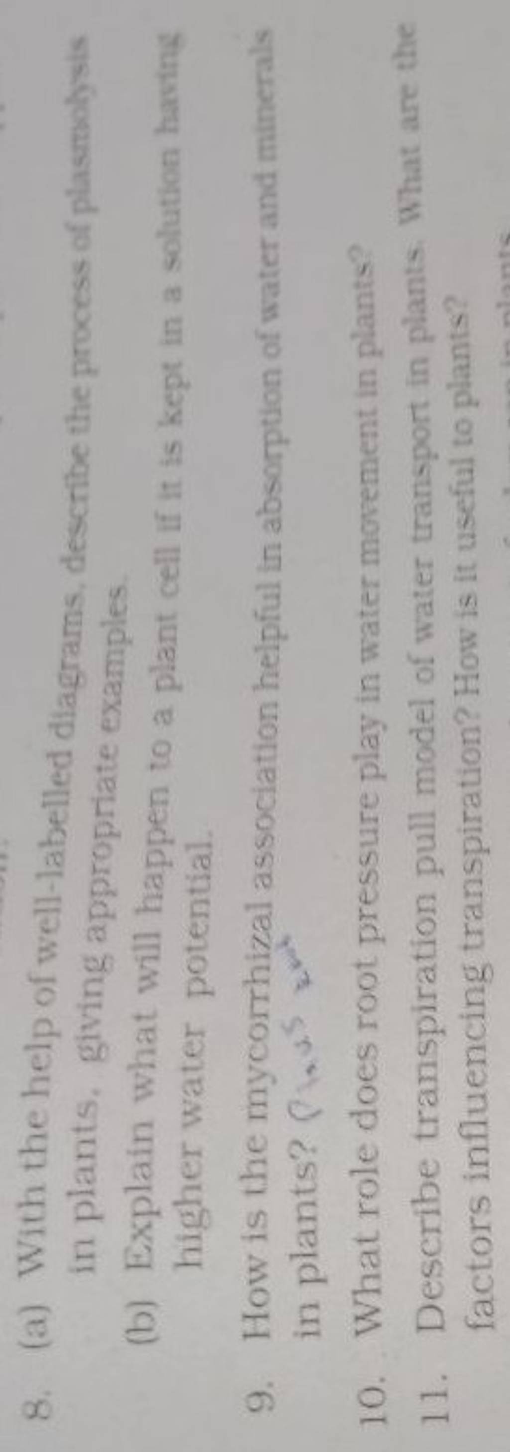 8. (a) With the help of well-labelled diagrams, describe the process of p..