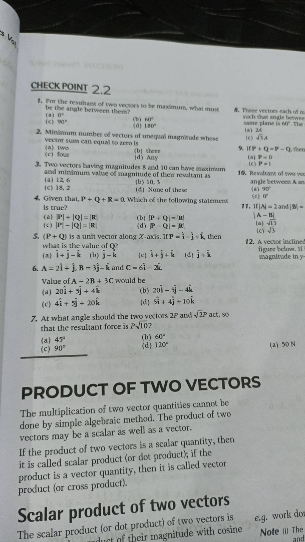 A Vector Inclined 6 A2ij B3j −k And C6i−2k Value Of A−2b3c 6948