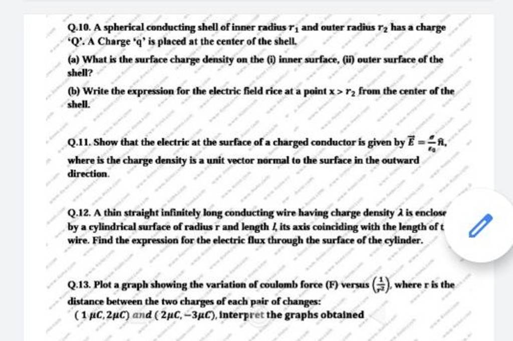 Q 10 A Spherical Conducting Shell Of Inner Radius R1 And Outer Radius R