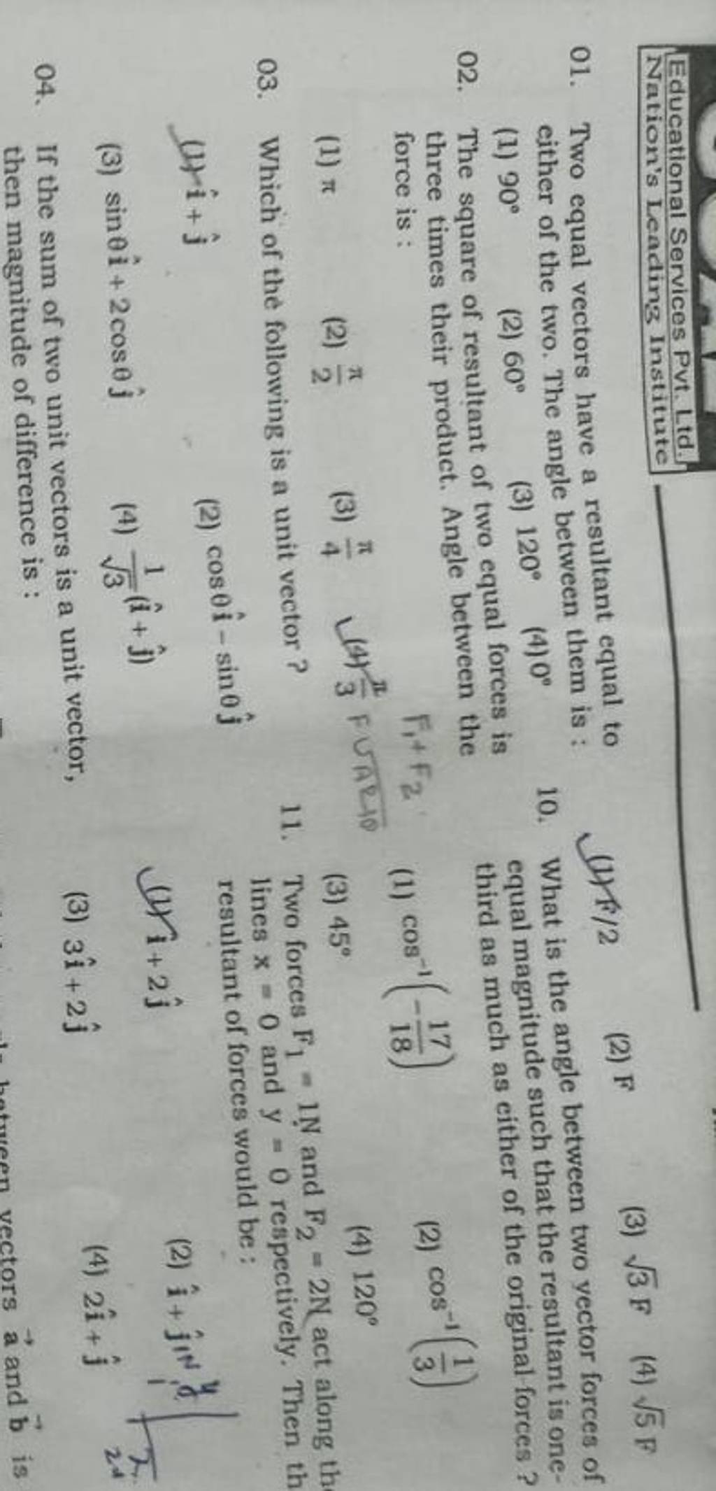 If The Sum Of Two Unit Vectors Is A Unit Vector Filo