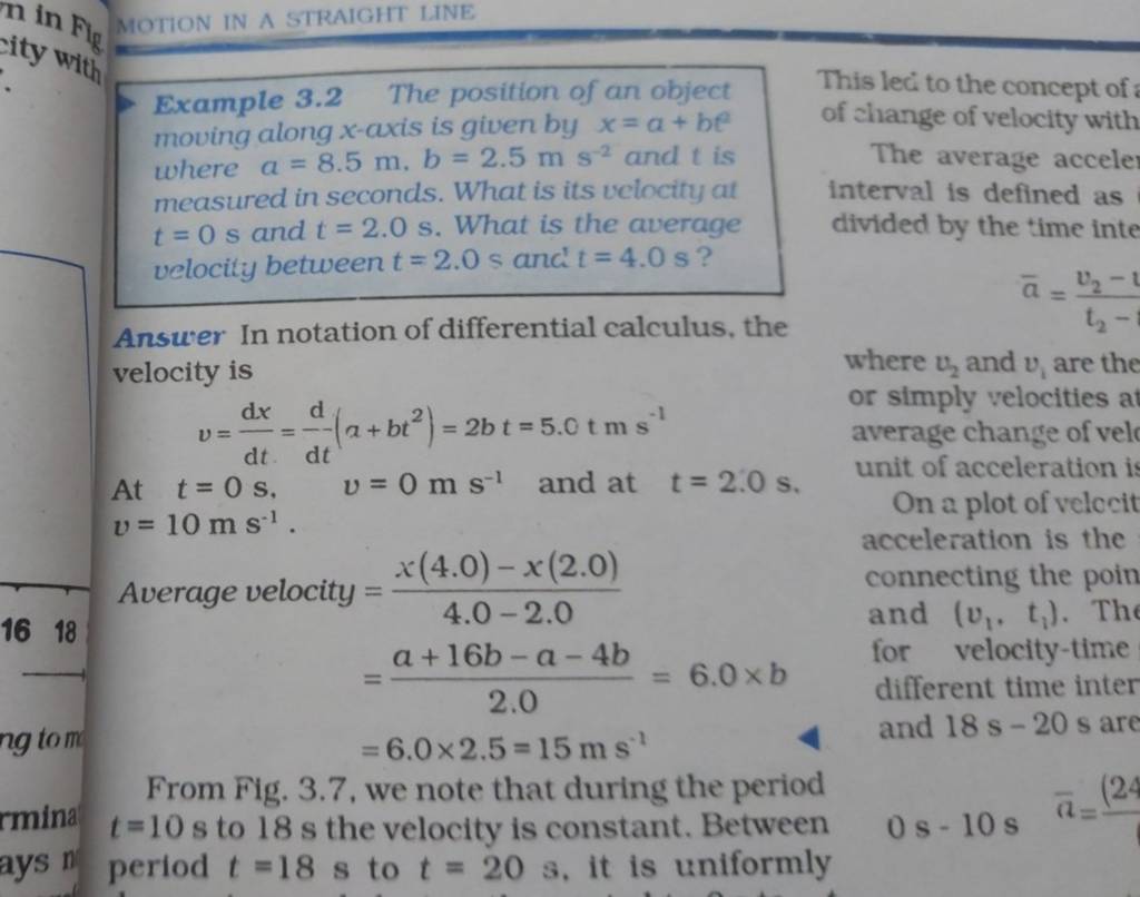 ity with Answer in notation of differential calculus, the velocity is