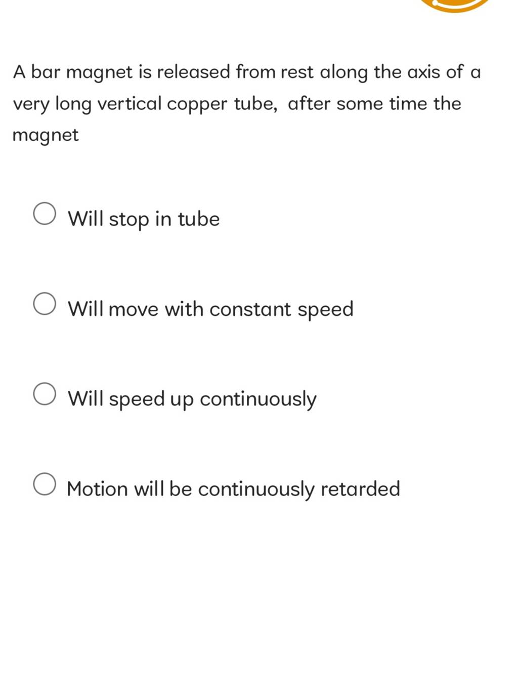 A bar is released from rest along the axis of a very long vertical..