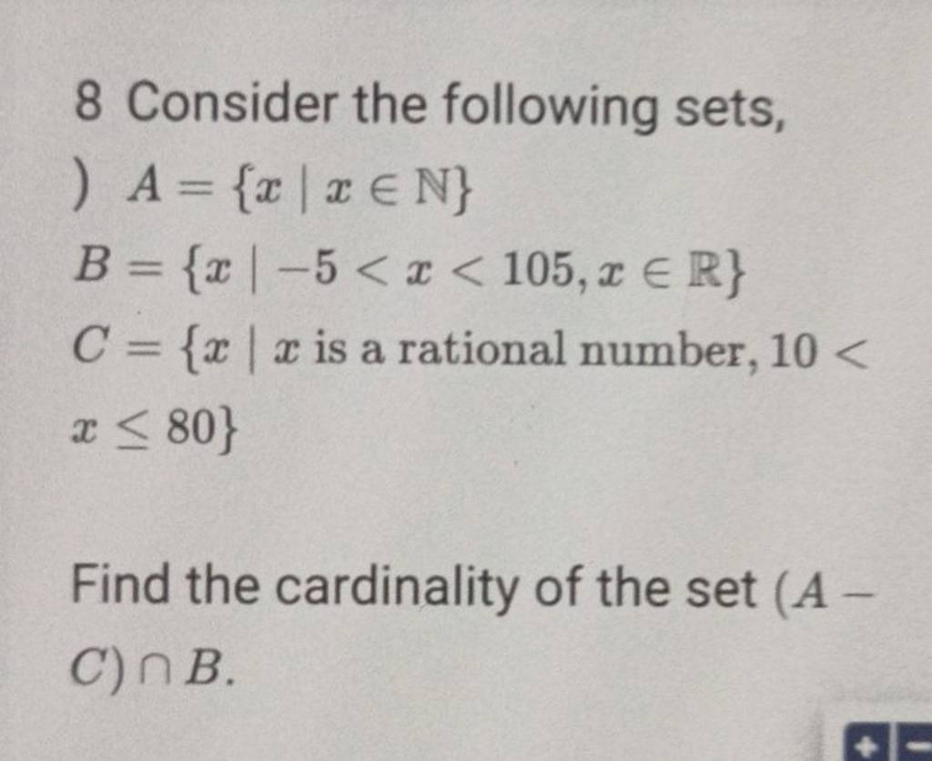 8 Consider The Following Sets A X∣x∈n B X∣−5 6039