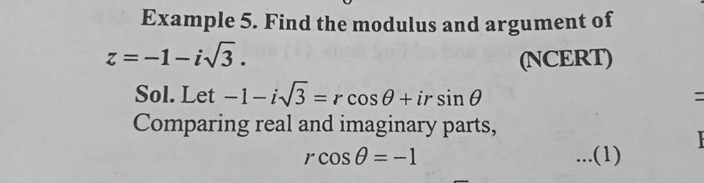 Example 5. Find the modulus and argument of z=−1−i3 . | Filo