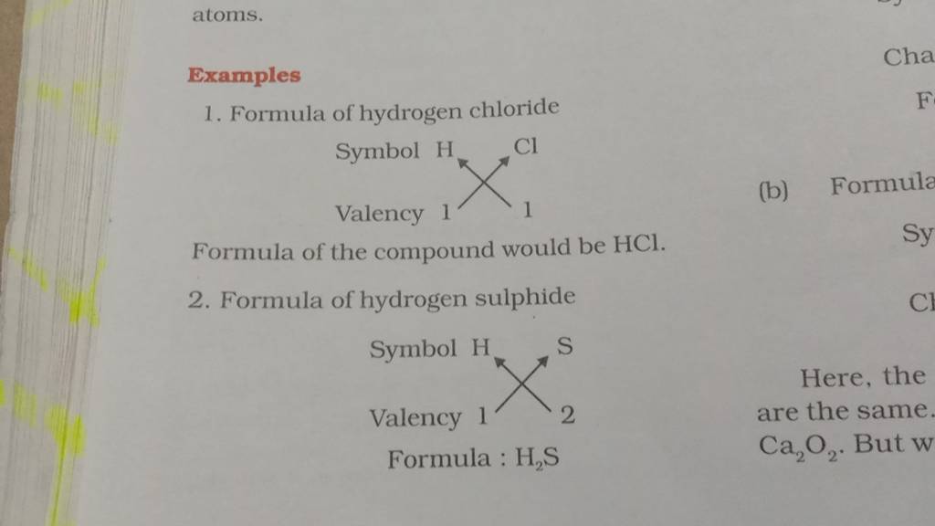 Examples 1. Formula of hydrogen chloride Formula of the compound would be..