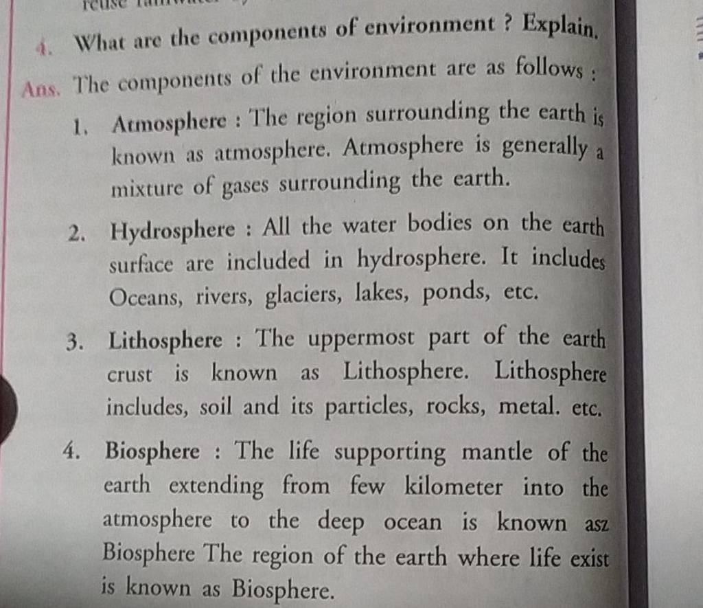 4 what are the components of environment explain ans the components o 