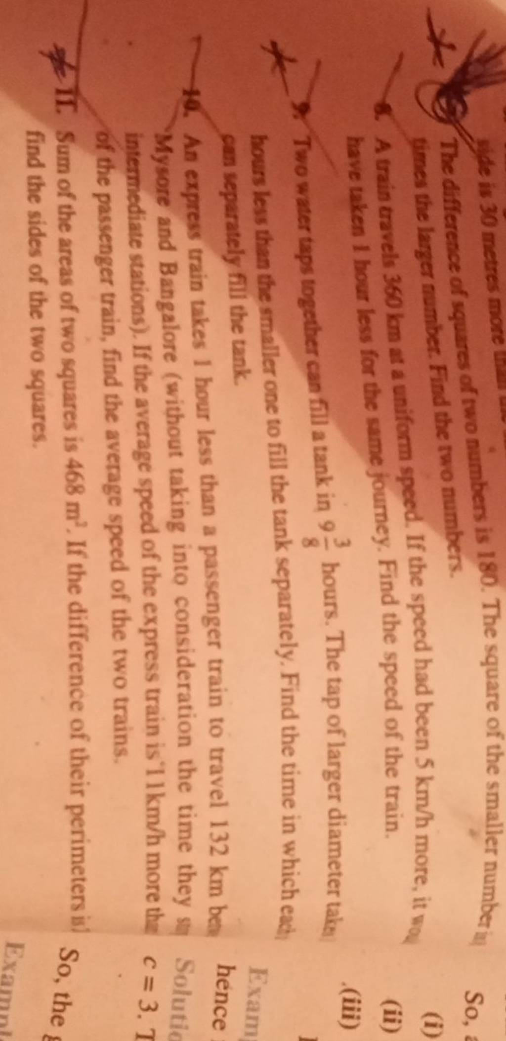 The difference of squares of two numbers is 180 . The square of the small..