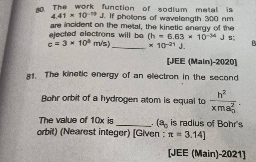 80 the work function of sodium metal is 4 41 10 19 j if photons of wave 