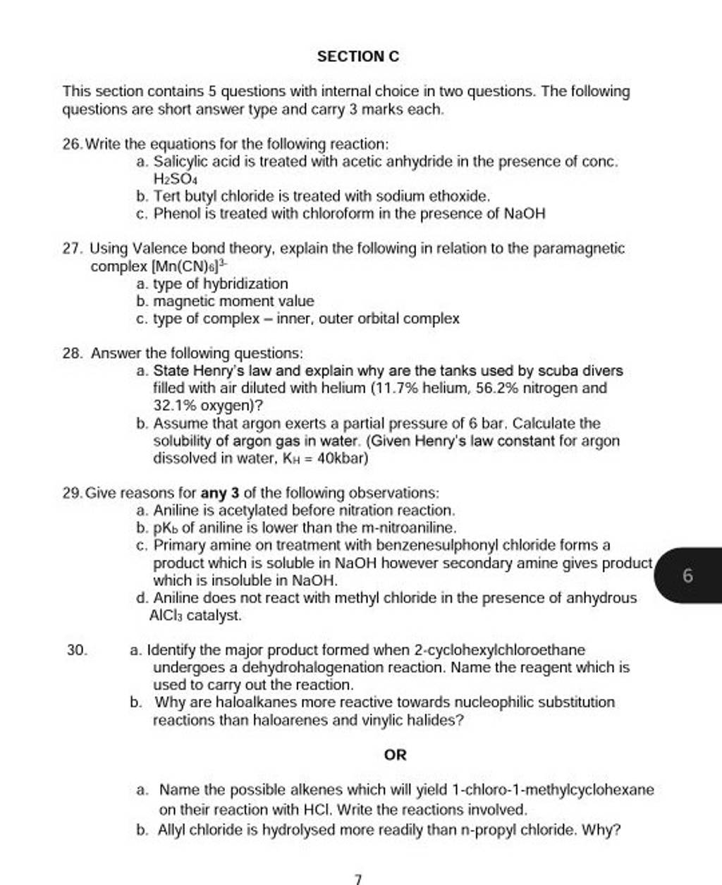 SECTION C This section contains 5 questions with internal choice in two q..