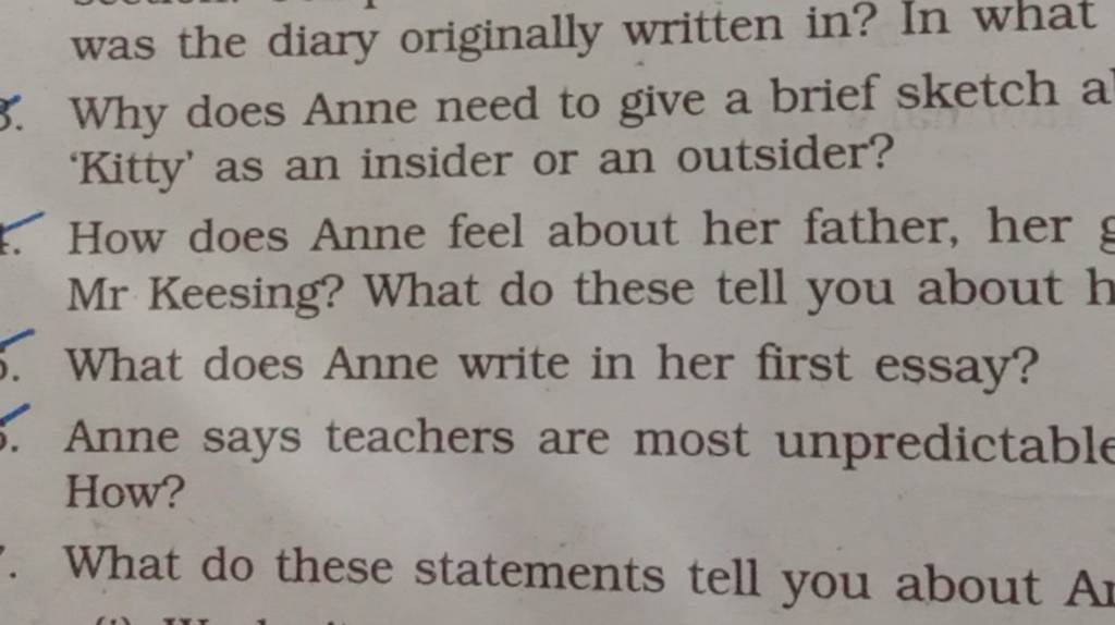 5. Why Does Anne Need To Give A Brief Sketch A 'Kitty' As An Insider Or A..