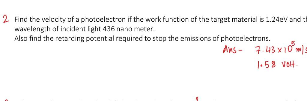 2-find-the-velocity-of-a-photoelectron-if-the-work-function-of-the-targe