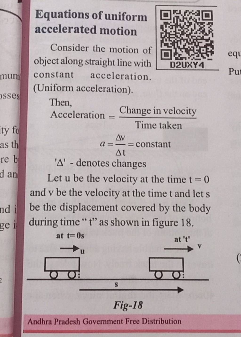 Equations Of Uniform Accelerated Motion Consider The Motion Of Object Alo..