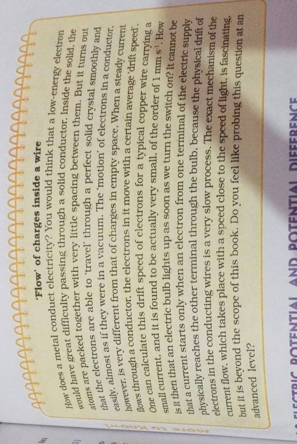 'Flow' of charges inside a wire How does a metal conduct electricity? You..