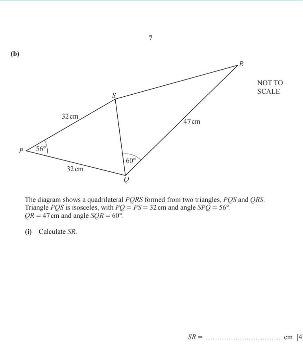7 B The Diagram Shows A Quadrilateral Pqrs Formed From Two Triangles P 9023
