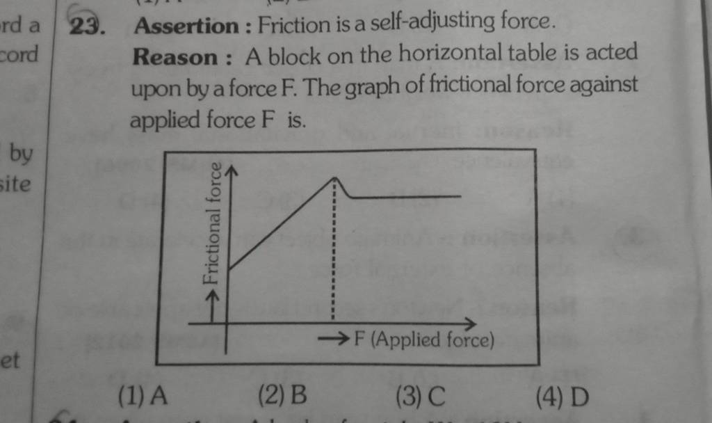 Assertion Friction is a selfadjusting force. Reason A block on the h..