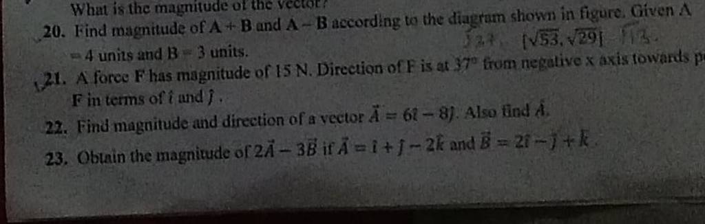 20. Find Magnitude Of A+B And A−B According To The Diagram Shown In Figur..