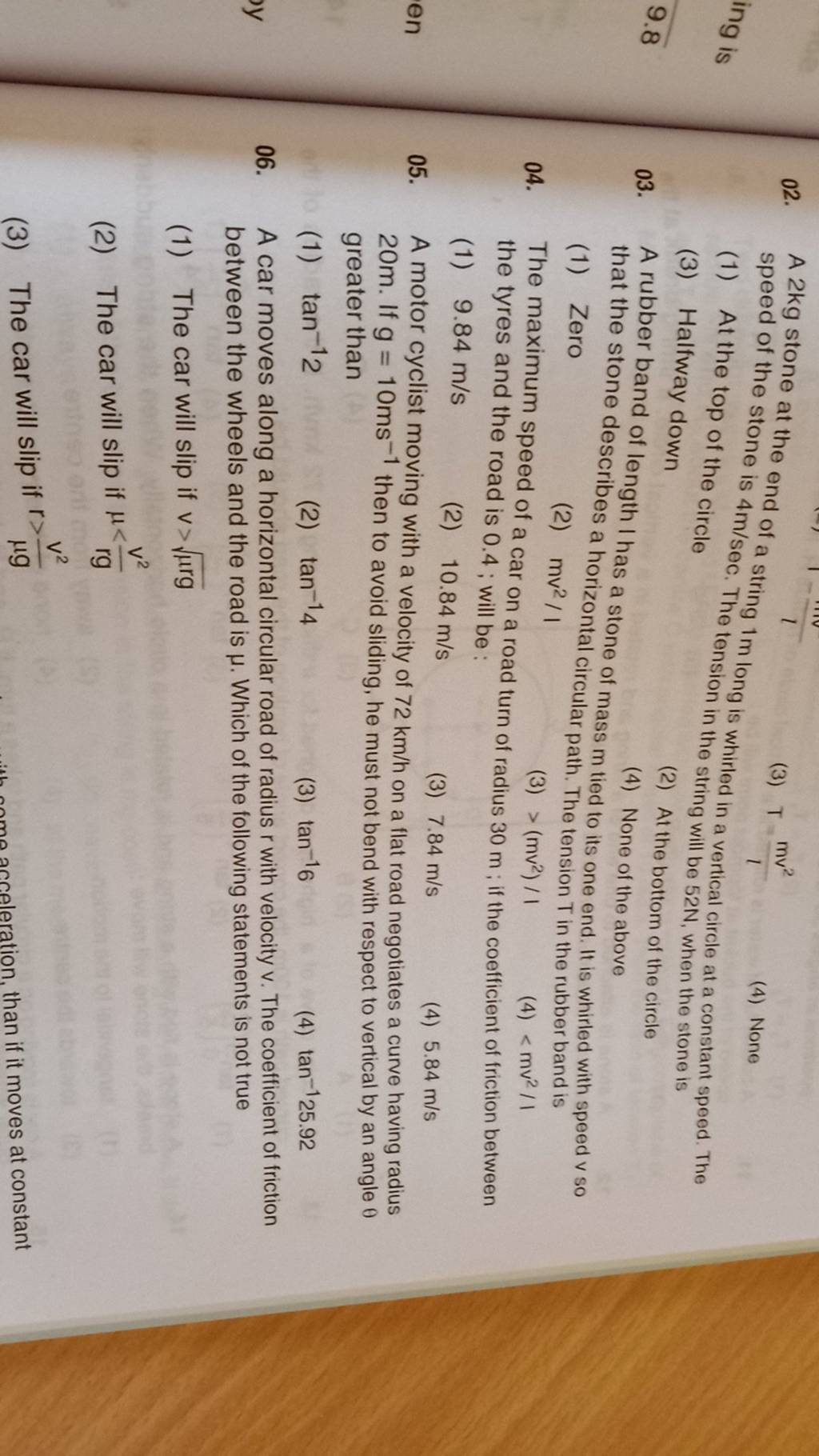 A Car Moves Along A Horizontal Circular Road Of Radius R With Velocity V