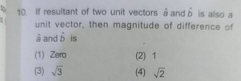 If Resultant Of Two Unit Vectors A^ And B^ Is Also A Unit Vector, Then Ma..