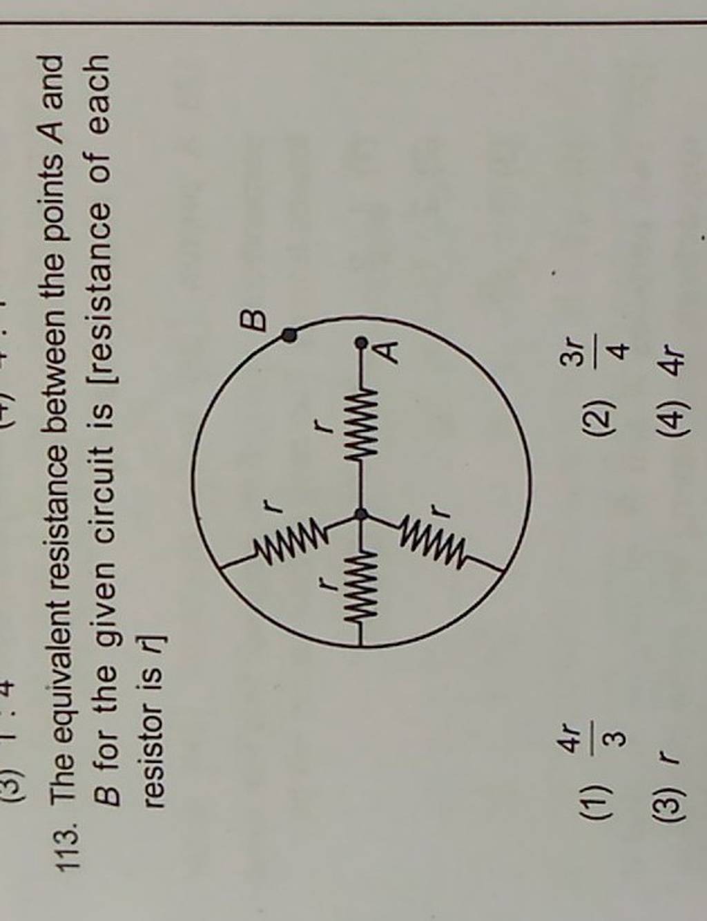 The Equivalent Resistance Between The Points A And B For The Given Circui..