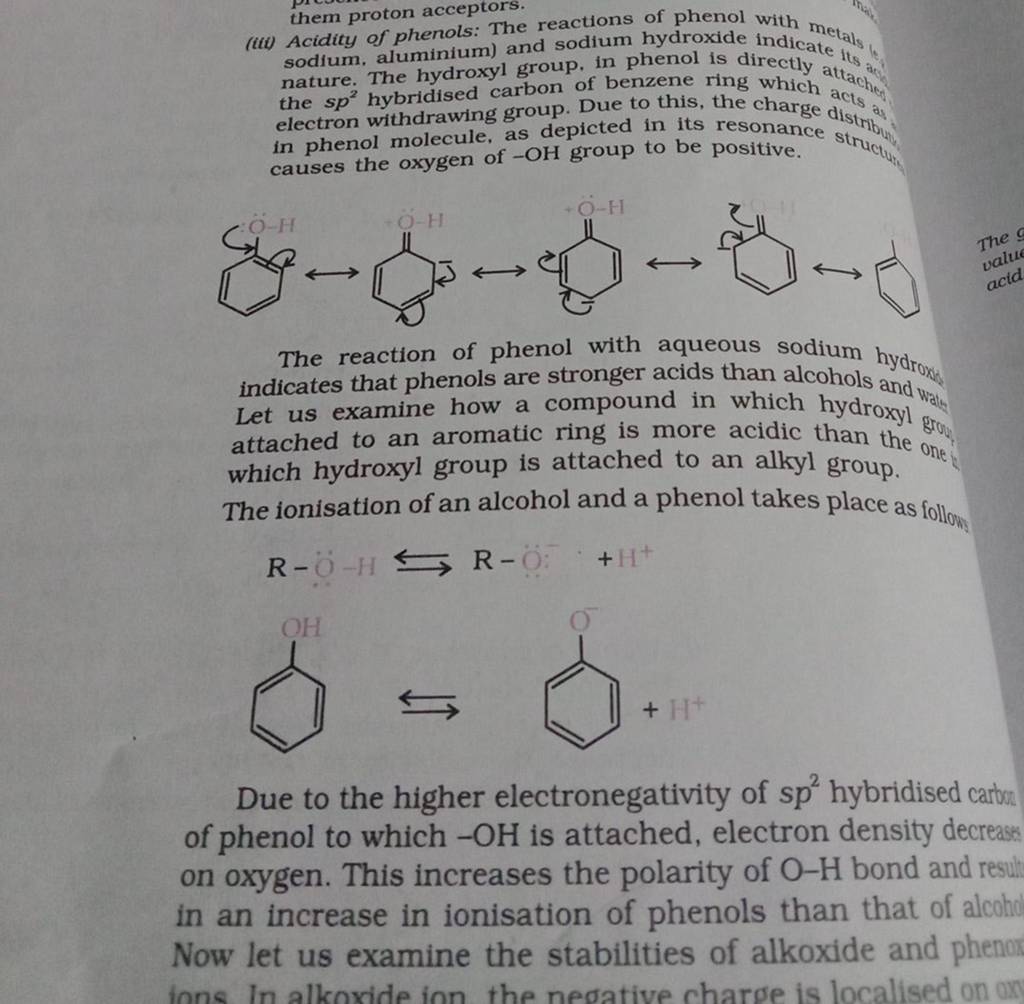 (ii) Acidity of phenols The reactions of phenol with metals sodium. alum..