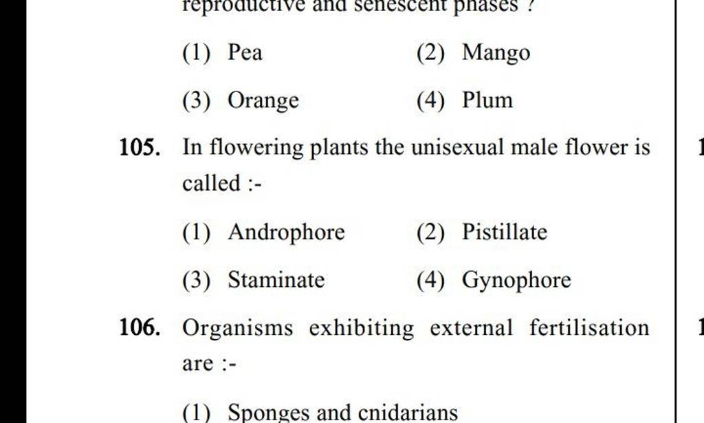 In flowering plants the unisexual male flower is called Filo