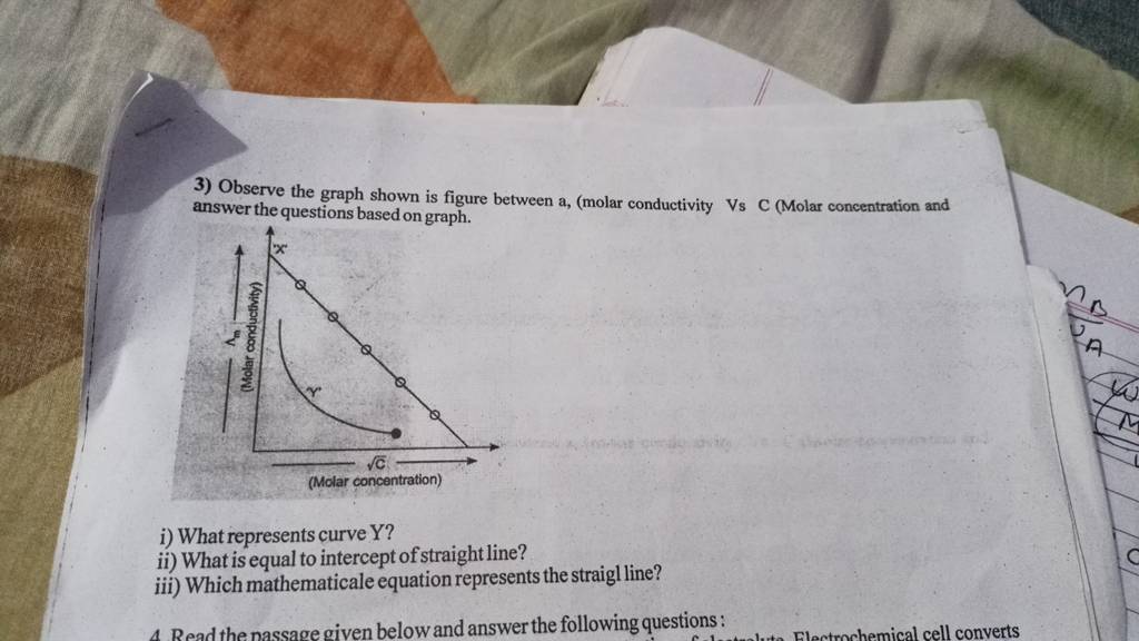 3) Observe the graph shown is figure between a, (molar conductivity Vs C