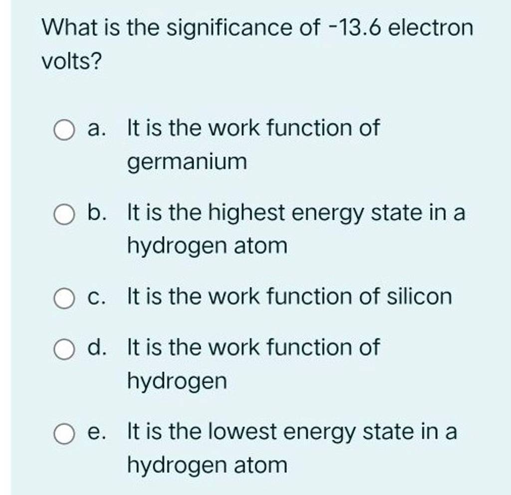 What is the significance of 13 6 electron volts filo