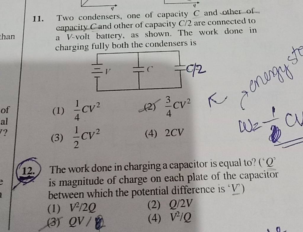 The work done in charging a capacitor is equal to? ( Q ' is magnitude of