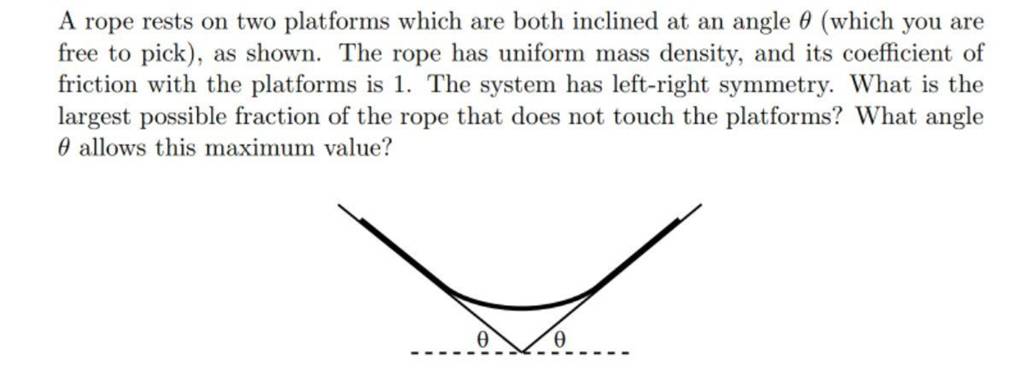 A Rope Rests On Two Platforms Which Are Both Inclined At An Angle θ (whic..