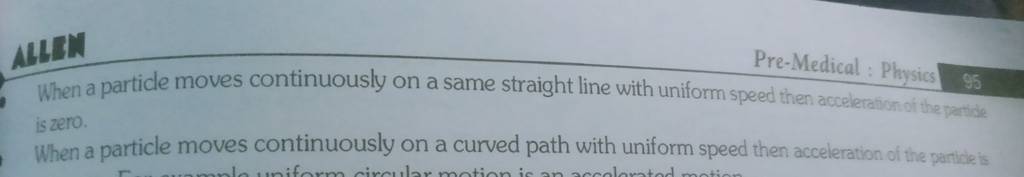 When a particle moves continuously on a same straight line with uniform s..