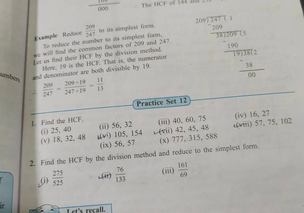 Example Reduce 247209 To Its Simplest Form 2 0 9 longdiv 2 4 7 1 T 