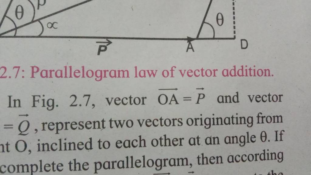 2 7 parallelogram law of vector addition in fig 2 7 vector oa p and ve 