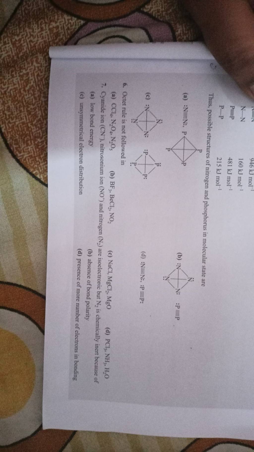 Cyanide ion (CN−), nitrosonium ion (NO+)and nitrogen (N2 ) are isoelectro..