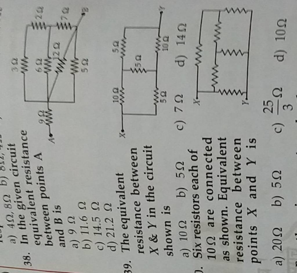 Six Resistors Each Of 10Ω Are Connected As Shown. Equivalent Resistance B..