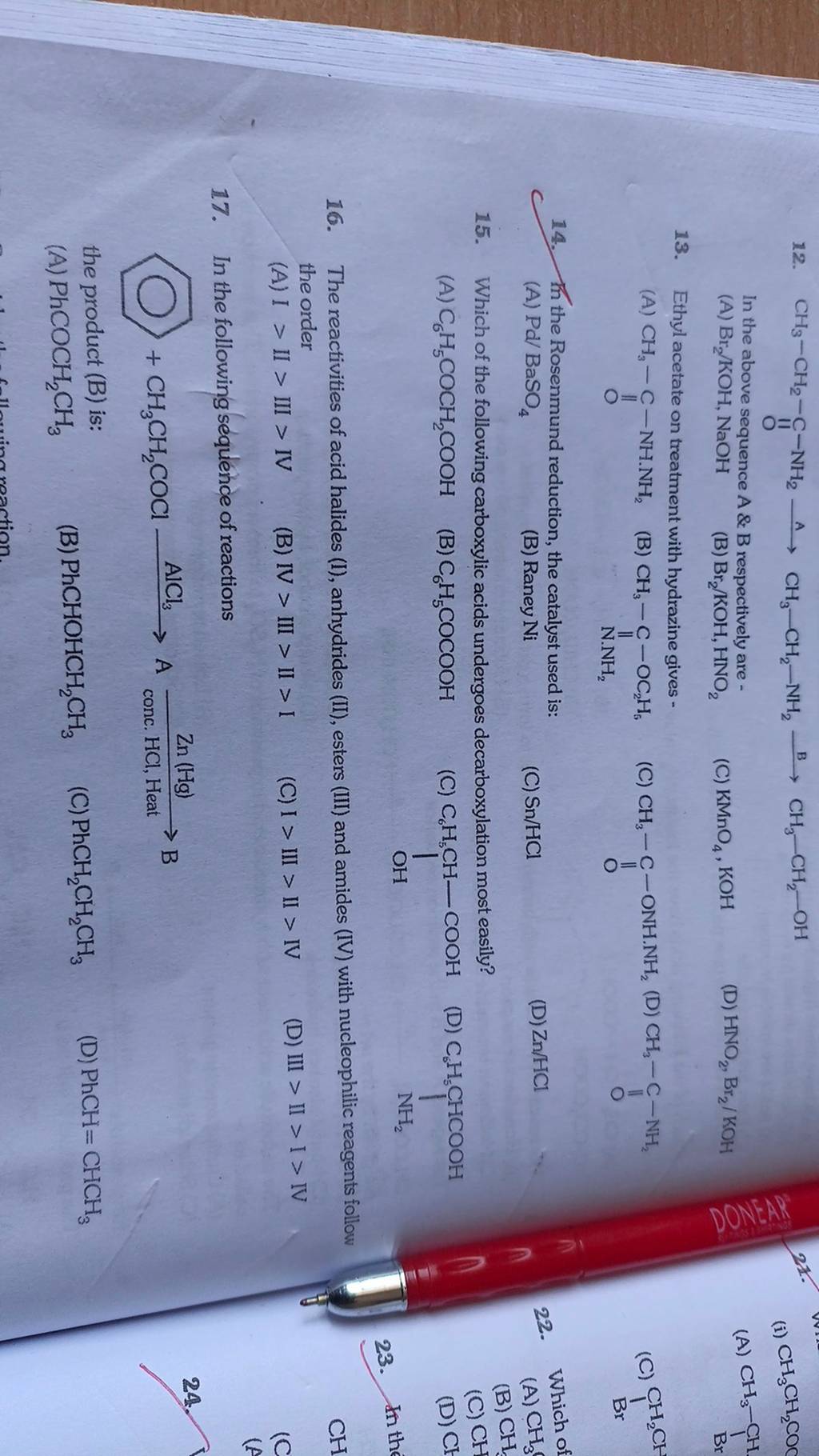 In the Rosenmund reduction, the catalyst used is Filo