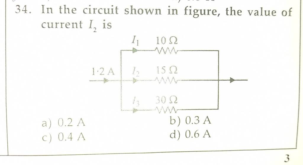 In The Circuit Shown Figure, Value Of Current I2 Is Filo 